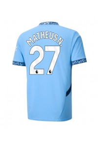 Manchester City Matheus Nunes #27 Jalkapallovaatteet Kotipaita 2024-25 Lyhythihainen